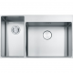 Fregadero doble instalacion FRANKE BOX CENTER BWX 220-54-27 TL LEFT ACC INC. 127.0538.260. Una cubeta y media. acabado acero. Para mueble de 90